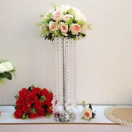 Juego de 10 jarrones de 21.7 pulgadas de alto para flores, de metal, elegante, para boda, decoración de bodas, centros de mesa