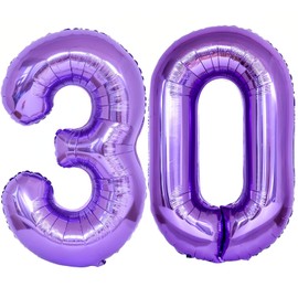 Number 30 Purple Balloons 40 Inch Giant Purple 30 Number Foil Helium Balloons for 30th Purple Birthday Party Supplies 30th Anniversary Events Decorations