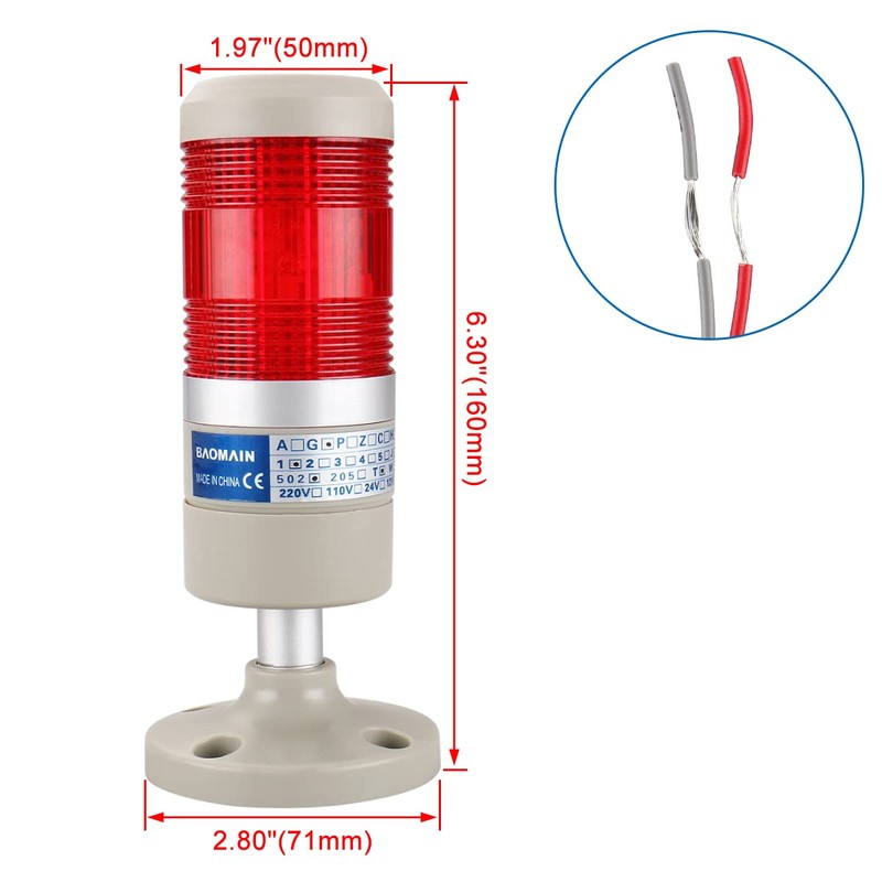 Baomain Industrial Signal Light Column LED Round Tower Light Indicator