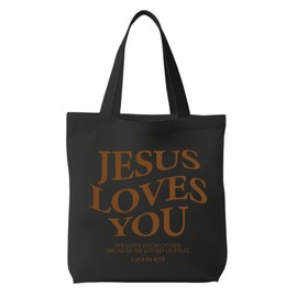 Migxsaf Christian Bible Canvas Tote Bags for Women Christian Gifts Jesus Church Tote Bag Cute Grocery Reusable Shopping Bags, Black, One Size