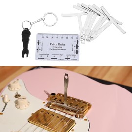 eMagTech 9pcs Guitar Radian Measurement Kit Guitar Luthier Tools Set Including Understring Radius Gague, Thread Size, Fret Fretboard, Pin Squeegee Guitar Maintenance Kit