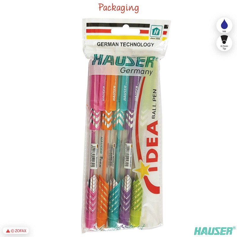 HAUSER Idea 5 x 0.7mm Tip BLUE Ballpoint Pens Smooth