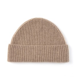 Villand 100% Cashmere Ribbed Turned Hat for Men, Ultra Soft Pure Cashmere Winter Ski Hat, camel