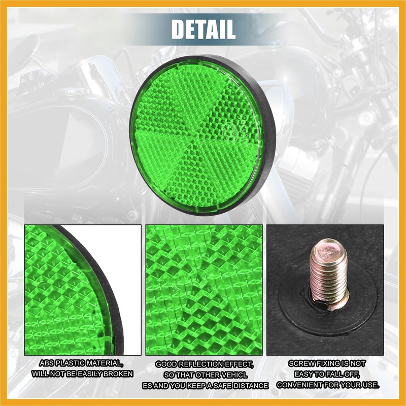 Partuto 8 Pcs Round Screw on Safety Spoke Reflective Rear