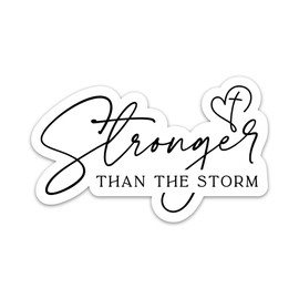 Stronger Than The Storm Sticker Motivational Cross Heart Christian Sticker Inspirational Faith Religious Encouragement Waterproof Vinyl Stickers for Laptop Water Bottle Bible Journal Decals Women Men