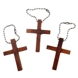 Wood Cross Keychains Set of 3 | Religious Accessory Gifts for Catholics and Christians