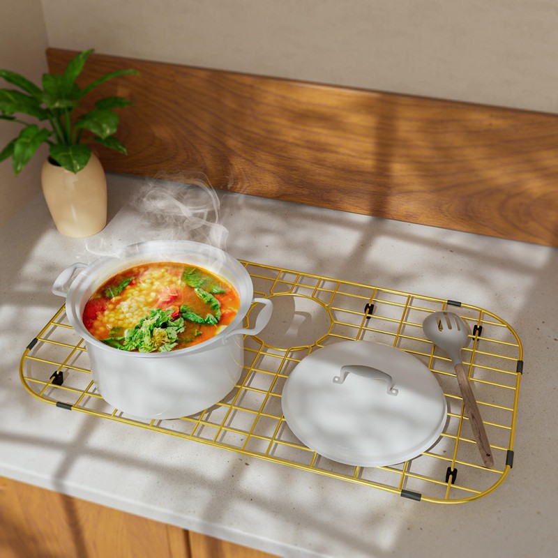 Gold Large 26" x 14" Kitchen Sink Grid,Sink Protector for