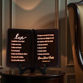 Bible Verses Lamp, Scripture Display Night Light - Thy Word is a lamp Unto My feet, and a Light Unto My Path. - 1 Corinthians 13 The Love Chapter, Spiritual Gifts, Bedside Lamp