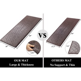 HEBE Kitchen Mat Cushioned Anti Fatigue Kitchen Floor Mat Runner 20"x60" Non Slip Kitchen Mats for Floor Waterproof Kitchen Rugs and Mats Comfort Mat for Standing Desk,Sink,Laundry,Brown