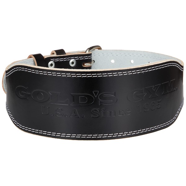 Gold`s Gym G3322 EX Leather Belt, Black, XS, (Beginner to Intermediate User), Soft and Lightweight Leather for Waist, Core Support, Squats, Bench Press, Seated Rowing, Lat Pulldown, Authentic Gold’s Gym Training Belt, Used By Gold’s Gym Trainers