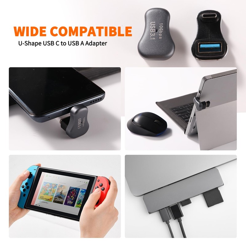 KUOQIY 2 Pieces U-shaped USB C to USB A Adapter