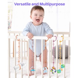 LittleHugs Toy Straps for Baby, 6pcs Adjustable Toy Holder for Stroller Accessories, Silicone Baby Tether Pacifier Clip, No Throw Baby Travel Essential Leash for High Chair, Car Seat