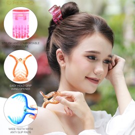 RC ROCHE ORNAMENT 6 Pcs Womens Super Secure Jaw Claw Clamp Interlocking Comb Clutcher Pin Strong Durable Spring Beautiful Fashion Accessory No Slip Grip Cute Hair Clip, Medium Transparent Multicolor