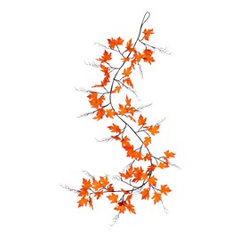 Nearly Natural 6ft Pre-Lit Autumn Maple Artificial Fall Garland with 54 Warm White LED Lights