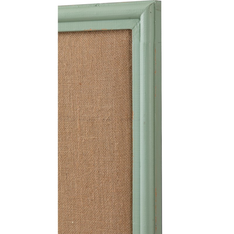 SOFE Linen Decorative Bulletin Board, Green Wood Framed 23" X