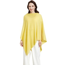 RYYOYY Soft Cashmere Blend Knitted Poncho for Women Wayfarer Travel Luxurious Dress Versatile Lightweight Yellow