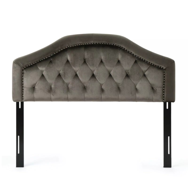 GDFStudio Lazarus New Velvet Studded Seam Tufted Queen/Full Headboard -
