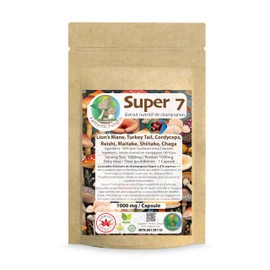 Fantastic Fungi NEW Fantastic Fungi Super 7 Mushroom Extract Capsules - 1000mg - Lion's Mane, Reishi, Cordyceps, Turkey Tail, Chaga, Maitake & Shiitake - Vegan, Non-GMO (Three Month Supply C 90 Capsules)