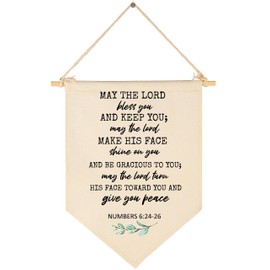 May The Lord Bless You-Scripture Farmhouse Botanical-Bible Verse Sign-Flag Decor Gifts For Baby Boys Girls Newborn Kids-Banner Wall Sign Gifts For Nursery Baby Room Playroom Bedroom Front Door
