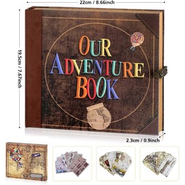 IMLUCKY - DIY Álbum de recortes : 180 páginas Nuestro Libro de Aventuras con Pegatinas -Libro de recuerdos de viajes/Diario para Aniversario de Boda/Diario/Baby Shower (Amarillo claro)