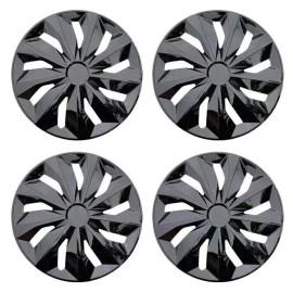 Unbranded 15 Inch Black Wheel Covers Snap On Full Hub Caps fit R15 Tire & Steel Rim 4 Pack