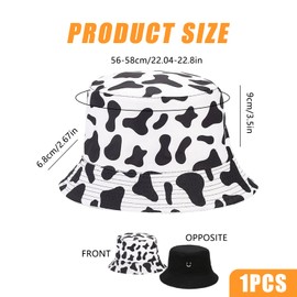 Reversible Bucket Hat Beach Fisherman Hats for Women Bucket Sun Hats Men'S Bucket Hats 1 PCS Cotton U Smiley Face and Cow Print Reversible Foldable Bucket Cap for Men Women (UK, Alpha, M, L, Black)