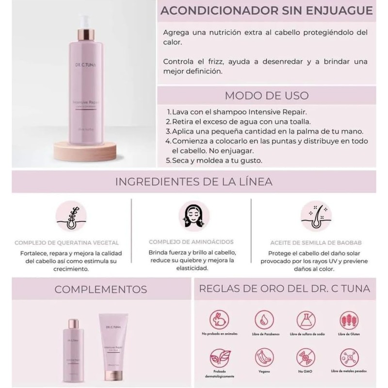 DR.C.TUNA Acondicionador sin Enjuague Renovación, 125 ml