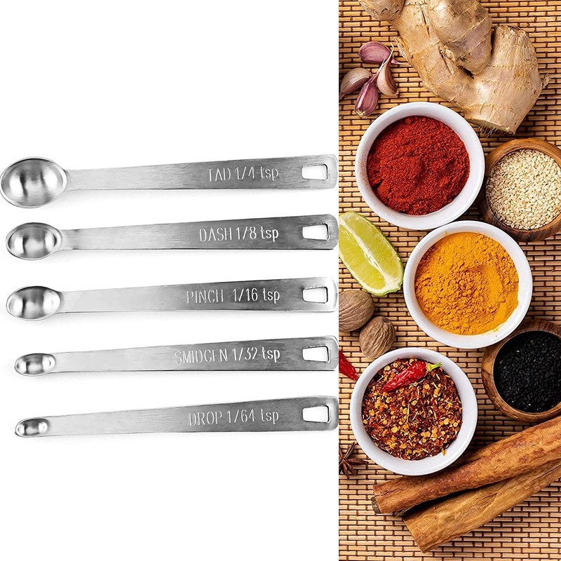 5PCS Stainless Steel Measuring Spoons, Set of 5 (Tad, Dash,