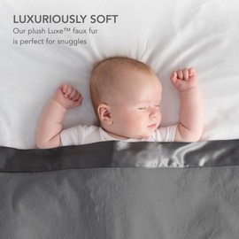 Little Giraffe Baby Blanket - Luxe Soft Blanket with Satin Trim - Baby Stroller Blanket - Newborn Baby Essentials & Baby Gifts - 29x35" - Cornflower