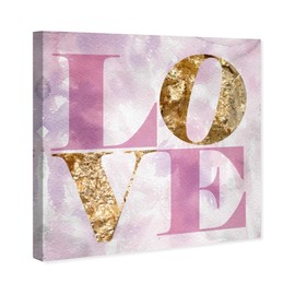 The Oliver Gal Artist Co. Typography and Quotes Wall Art Canvas Prints 'Love Pastel' Home Décor, 16" x 16", Pink, Gold