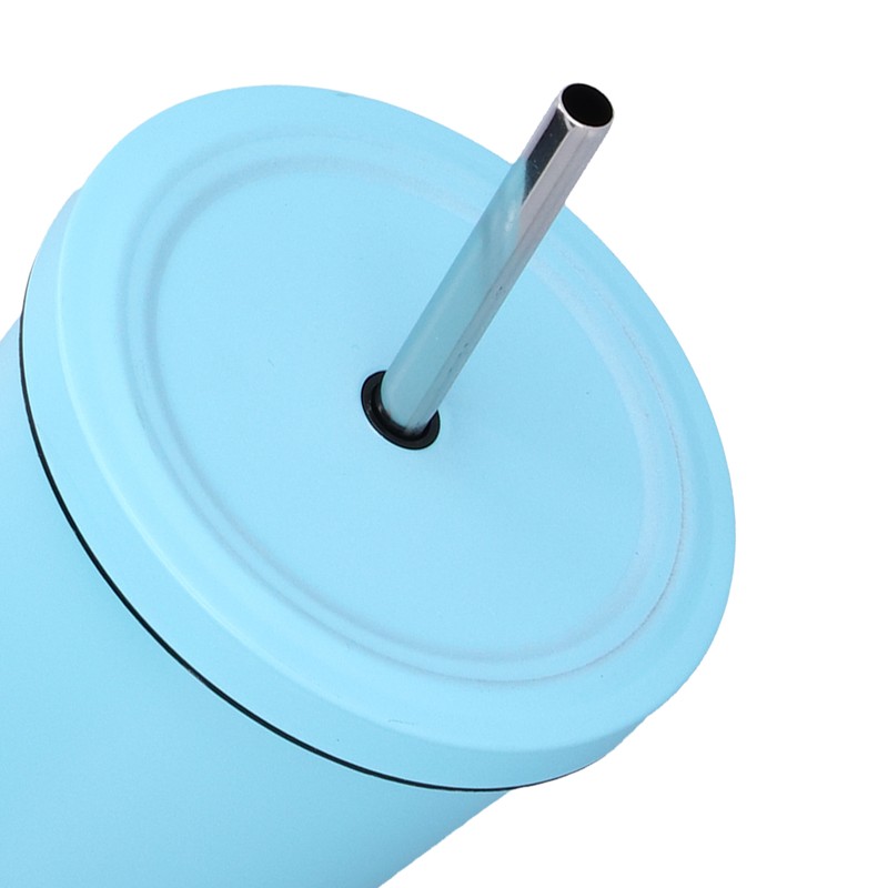 500ML Small Vacuum Coffee Cup Iced Coffee Bottle with Straw
