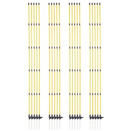 80 Inches Electric Fence Posts Fiberglass Step-in 20 Pack, Temporary Fence Stakes with Adjustable Clips for Livestock, Garden, Farm Protection