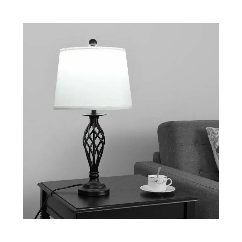 Set of 2 Table Lamps and 1 Floor Lamp with