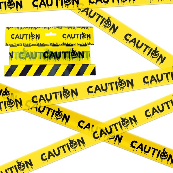 Halloween Decorations Caution Tape,Safety Barrier Hazard Warning Tape for Danger Areas DIY Yellow Caution Tape 3 inchx 82 feet for Creepy Scary Indoor/Outdoor Crime Scene Home Parties Haunted Houses