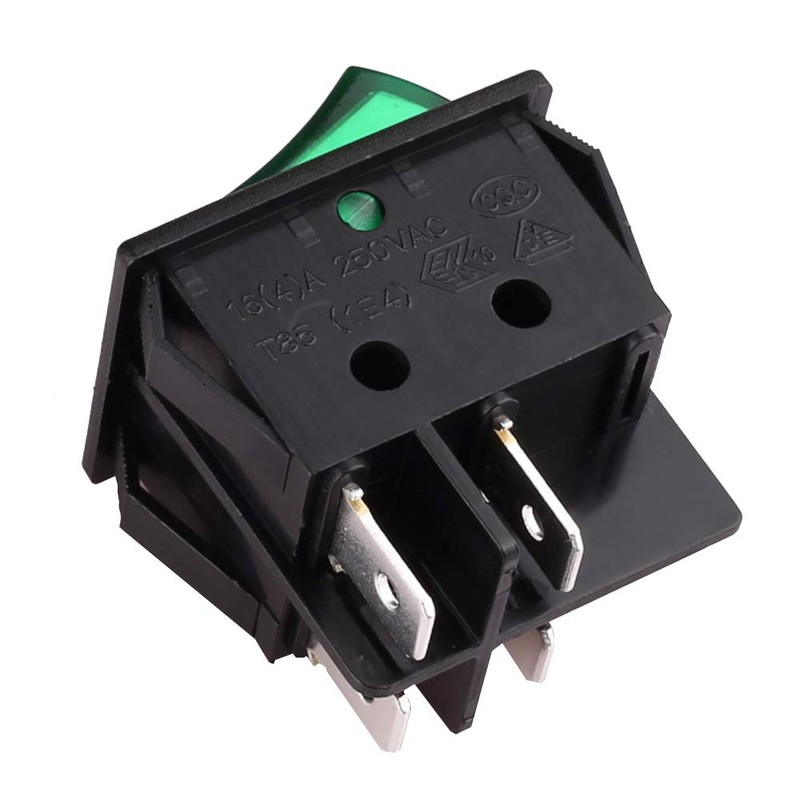 CLDIY DPST 4 Pins 2 Position On/Off Green LED Light