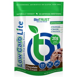 BioTrust Low Carb Lite, 20 Grams of Grass-Fed Whey Protein Isolate, 100 Calories, ProHydrolase Digestive Enzymes, Non-GMO, Free from Soy and Gluten, rBGH-Free (14 Servings) (Chocolate Ice Cream)