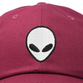 DALIX Alien Head Baseball Cap Mens and Womens Hat in Maroon