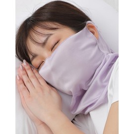 LINOR Silk Mask, For Sleeping, Sleeping Mask, Silk, Moisturizing, Throat Care, For Night, Sleeping, Spring & Summer (Lavender)