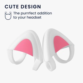 kwmobile Cat Ears for Overear Headphone (Set of 2) - Fits Headbands 1" to 1.5" (2.5cm to 3.8cm) Diameter - White/Dark Pink