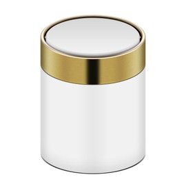 1.5 Liter Mini Trash Can with Lid, Metal Small Tiny Trash Can, Countertop Trash Can for Desk Office Coffee Table, Swing Top Trash Bin, White