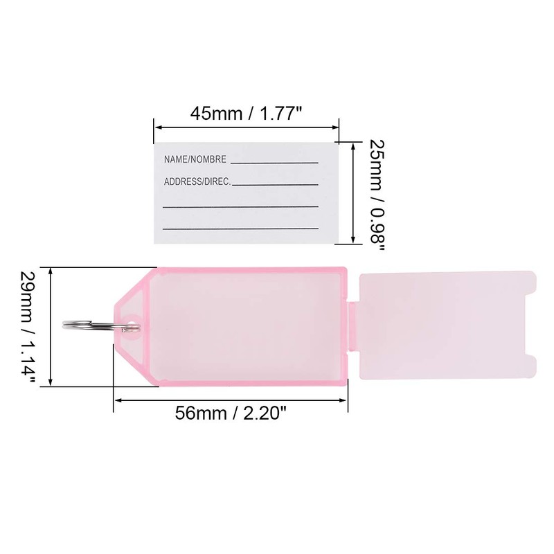 sourcing map Plastic Key Tags with Split Ring Keychain ID
