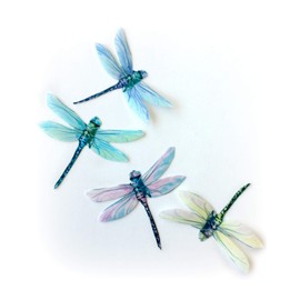 Assorted Pastel Wafer Paper Dragonflies Size 2.25 Inch for Decorating Wedding Cakes Cupcakes Desserts Pack of 12