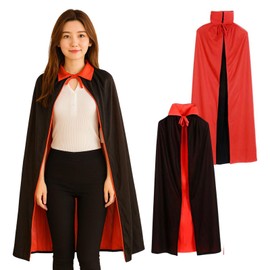 morytrade Cloak Cosplay Black Red Halloween Party Costume Dracula Gothic Collar Included (S, Children's 35.4 inches (90 cm)