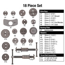 SUNEX TOOLS 3930 18-Piece Master Disc Brake Caliper Tool Set and Wind Back Kit, Compressor, Spreader Tool Set for Brake Pad Replacement with Magnetic Thrust Bolts