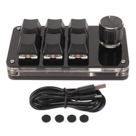 6 Key Mini Keypad with Knob RGB Light Blue Switch Wired Connection Plug and Play DIY Programmable One Handed Mechanical Keypad Black