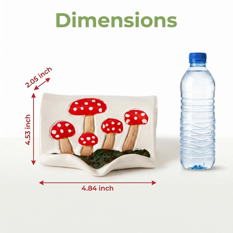 Mushroom Ceramic Soap Dish Scroll Shape Soap Holder with Self-Draining