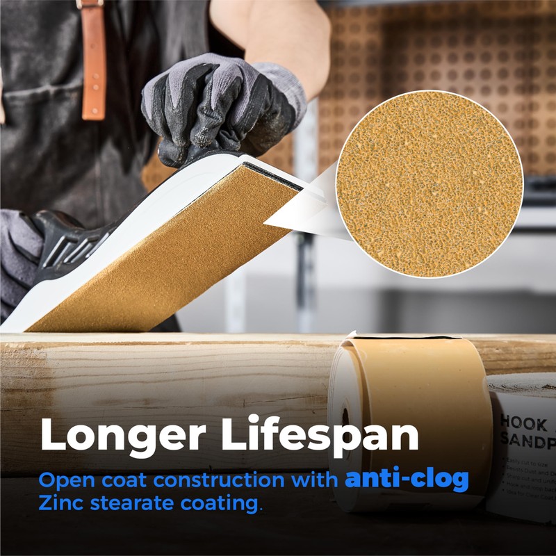 toolant 120 Grit Sandpaper Roll, 2-3/4" Wide 12 Yard Longboard