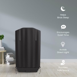 KNUTI Universal Bird Cage Cover Good Night Blackout Thin Lightweight Breathable Small Animal Cages Cover Pet Removable Durable Protector (Black, 35" H x 17.5" W x 14" L)