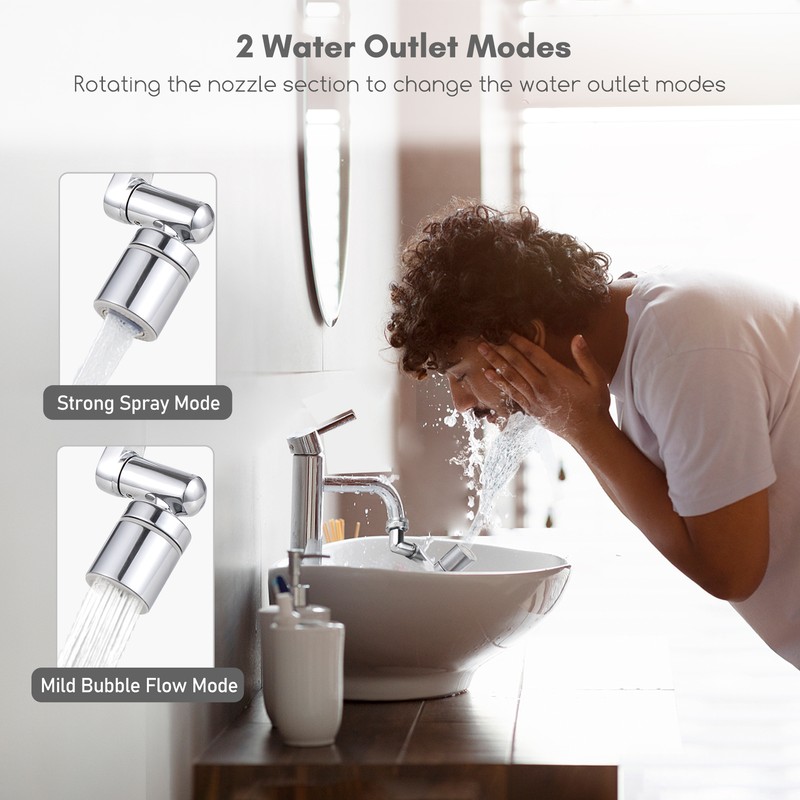 Aoresac Universal Swivel Faucet Extender 1440° Rotating Faucet Aerator with