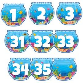 Lincia 40 Pcs Number Cutouts 1 to 35 Bulletin Board Cutouts and 5 Blank Cards Calendar Numbers for Classroom with 8 Sheet Adhesive Dots for Toddler Kids Preschool (Ocean)